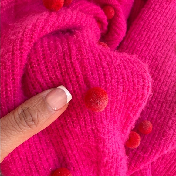 CROSBY by Mollie Burch Hot Pink Pom-Pom Sweater medium - Picture 8 of 8